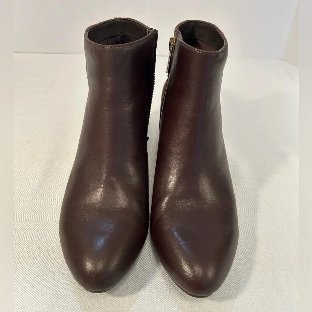 Anne Klein Hilda Ankle Boots in Dark Brown with "Snakeskin" Heels 7 1/2 M - Picture 5 of 9